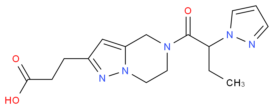 3-{5-[2-(1H-pyrazol-1-yl)butanoyl]-4,5,6,7-tetrahydropyrazolo[1,5-a]pyrazin-2-yl}propanoic acid_分子结构_CAS_)