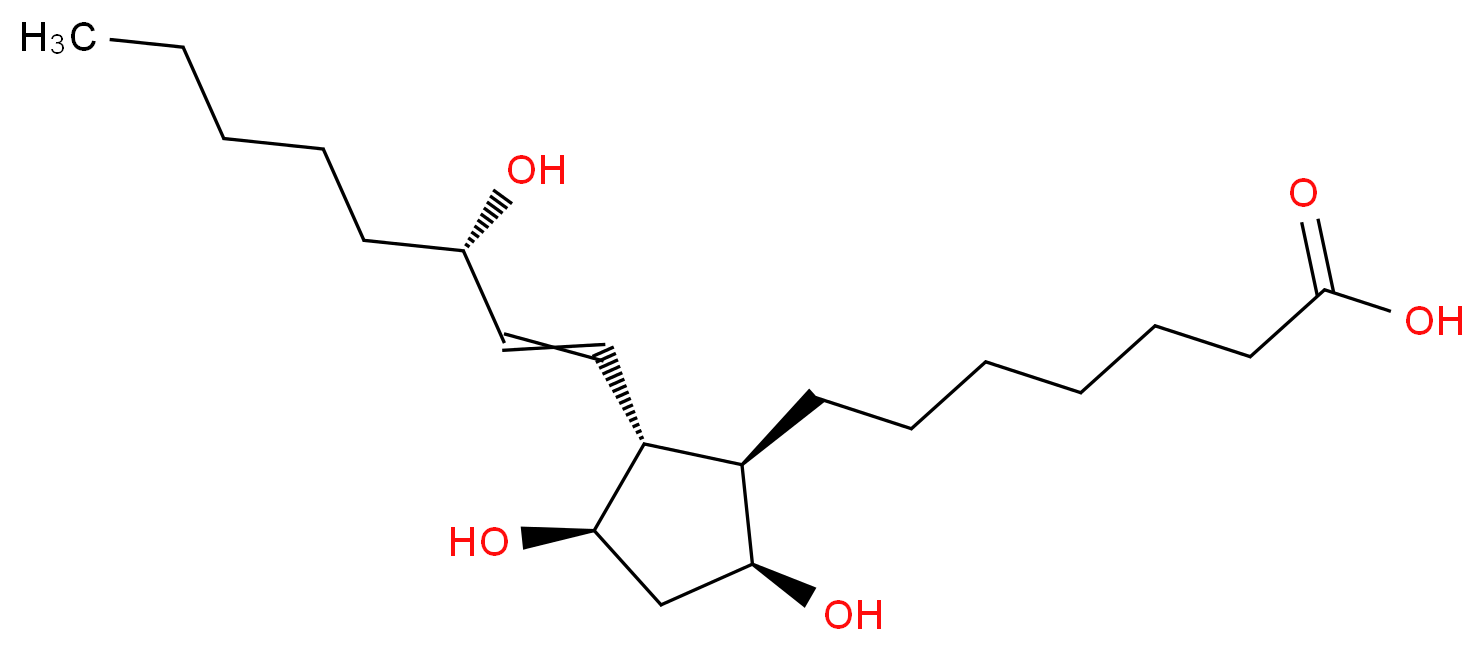 7-[(1R,2R,3R,5S)-3,5-dihydroxy-2-[(3S)-3-hydroxyoct-1-en-1-yl]cyclopentyl]heptanoic acid_分子结构_CAS_745-62-0