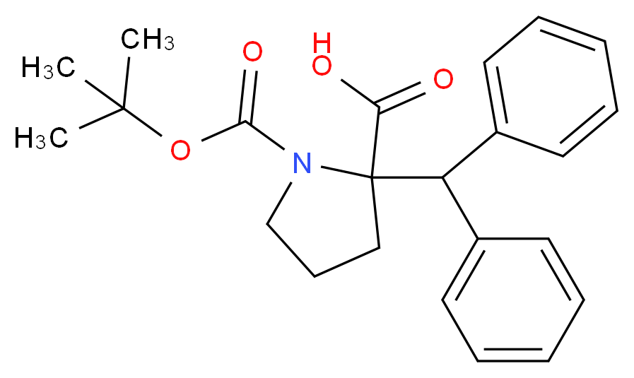 1-[(tert-butoxy)carbonyl]-2-(diphenylmethyl)pyrrolidine-2-carboxylic acid_分子结构_CAS_351002-64-7