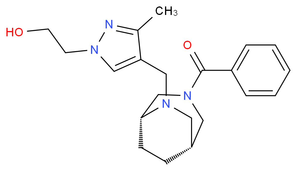 2-(4-{[(1R*,5R*)-3-benzoyl-3,6-diazabicyclo[3.2.2]non-6-yl]methyl}-3-methyl-1H-pyrazol-1-yl)ethanol_分子结构_CAS_)