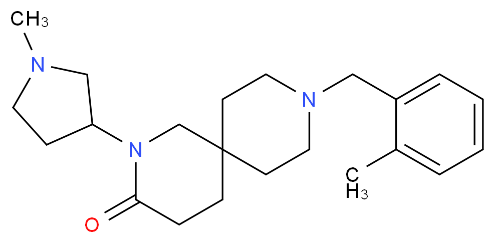 9-(2-methylbenzyl)-2-(1-methylpyrrolidin-3-yl)-2,9-diazaspiro[5.5]undecan-3-one_分子结构_CAS_)