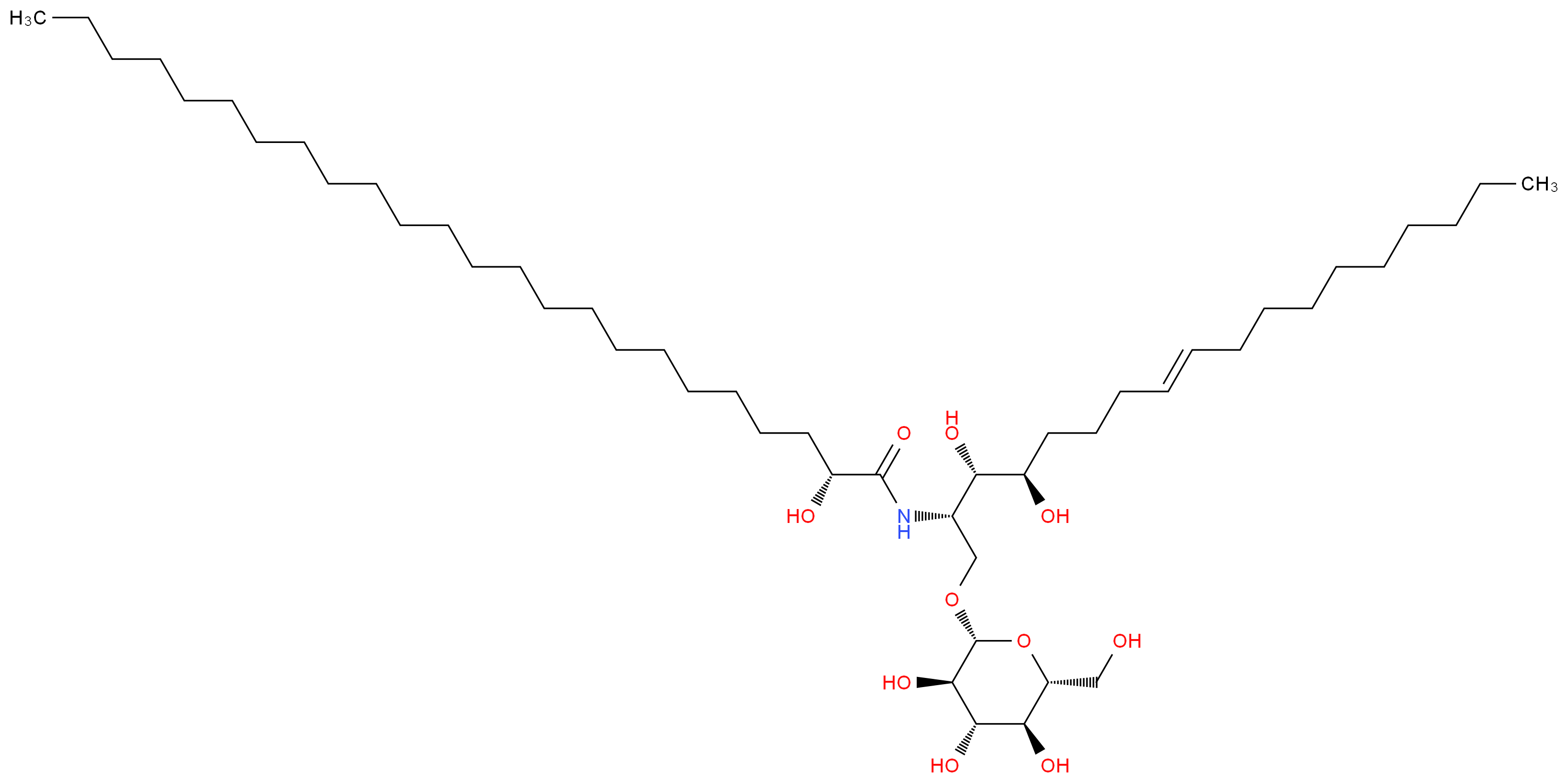 (2R)-N-[(2S,3S,4R,8E)-3,4-dihydroxy-1-{[(2R,3R,4S,5S,6R)-3,4,5-trihydroxy-6-(hydroxymethyl)oxan-2-yl]oxy}octadec-8-en-2-yl]-2-hydroxytetracosanamide_分子结构_CAS_606125-07-9
