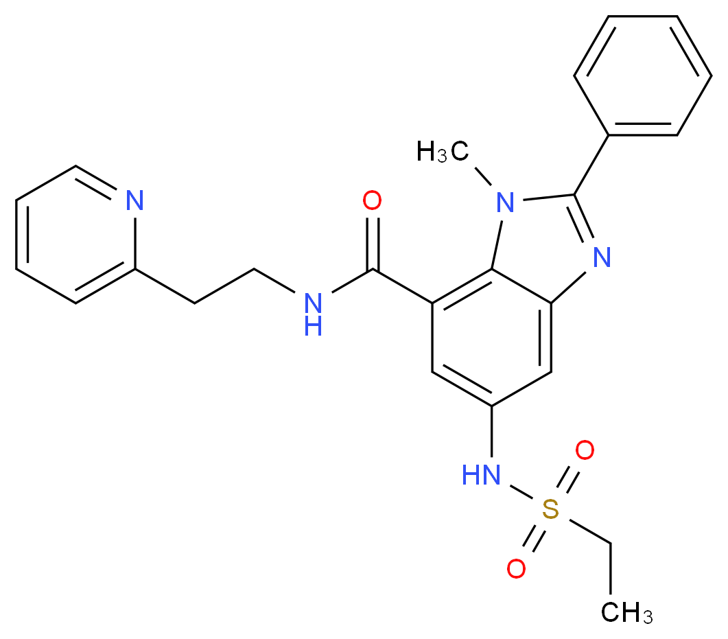 5-[(ethylsulfonyl)amino]-1-methyl-2-phenyl-N-[2-(2-pyridinyl)ethyl]-1H-benzimidazole-7-carboxamide_分子结构_CAS_)