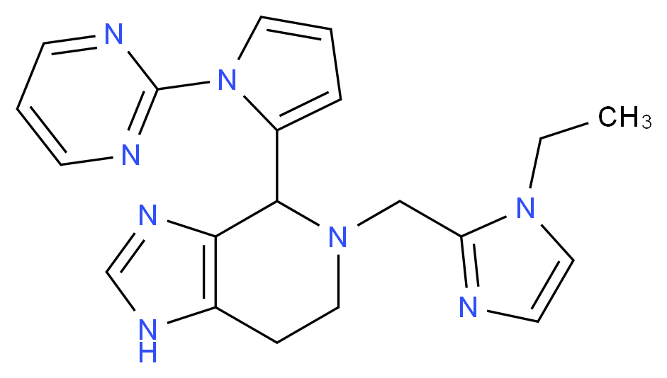5-[(1-ethyl-1H-imidazol-2-yl)methyl]-4-(1-pyrimidin-2-yl-1H-pyrrol-2-yl)-4,5,6,7-tetrahydro-1H-imidazo[4,5-c]pyridine_分子结构_CAS_)