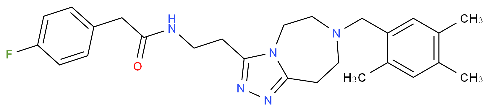 2-(4-fluorophenyl)-N-{2-[7-(2,4,5-trimethylbenzyl)-6,7,8,9-tetrahydro-5H-[1,2,4]triazolo[4,3-d][1,4]diazepin-3-yl]ethyl}acetamide_分子结构_CAS_)