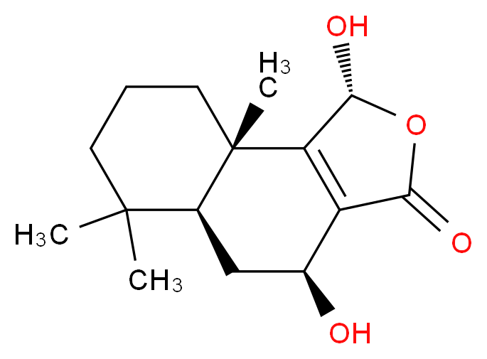 (1R,4S,5aS,9aS)-1,4-dihydroxy-6,6,9a-trimethyl-1H,3H,4H,5H,5aH,6H,7H,8H,9H,9aH-naphtho[1,2-c]furan-3-one_分子结构_CAS_6750-10-3