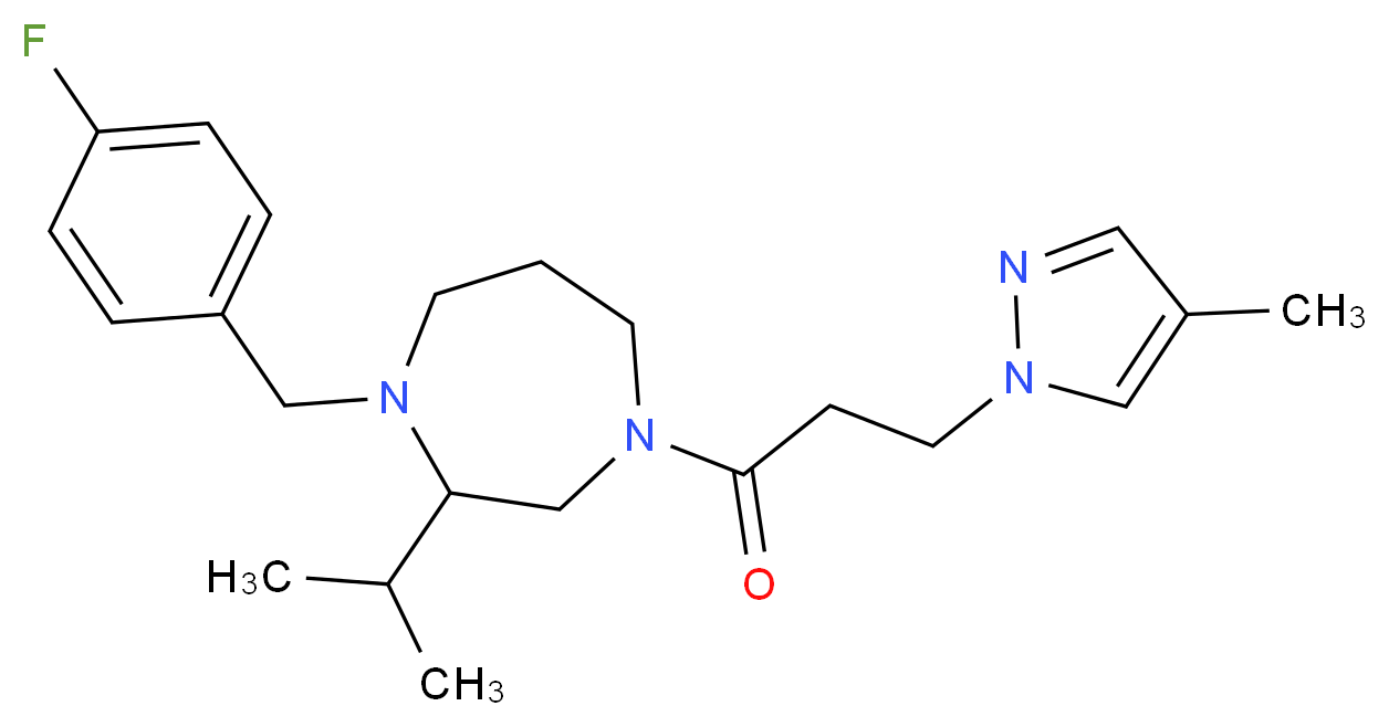 1-(4-fluorobenzyl)-2-isopropyl-4-[3-(4-methyl-1H-pyrazol-1-yl)propanoyl]-1,4-diazepane_分子结构_CAS_)