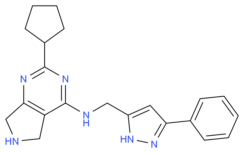2-cyclopentyl-N-[(3-phenyl-1H-pyrazol-5-yl)methyl]-6,7-dihydro-5H-pyrrolo[3,4-d]pyrimidin-4-amine_分子结构_CAS_)