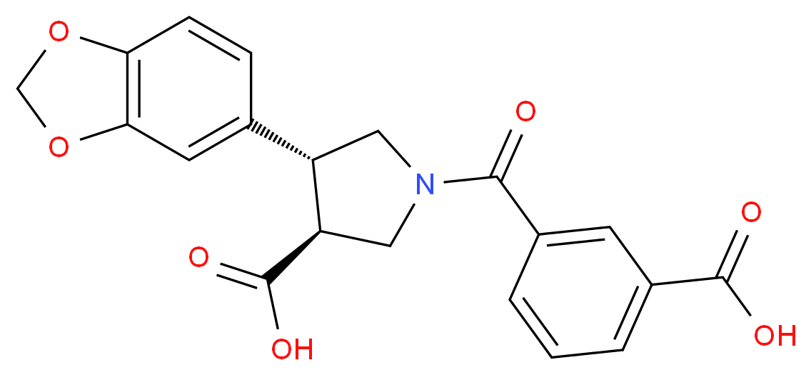 (3S*,4R*)-4-(1,3-benzodioxol-5-yl)-1-(3-carboxybenzoyl)pyrrolidine-3-carboxylic acid_分子结构_CAS_)