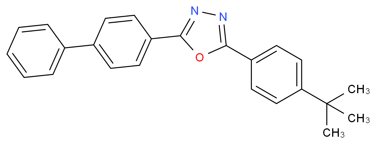 2-([1,1'-Biphenyl]-4-yl)-5-(4-(tert-butyl)phenyl)-1,3,4-oxadiazole_分子结构_CAS_15082-28-7)