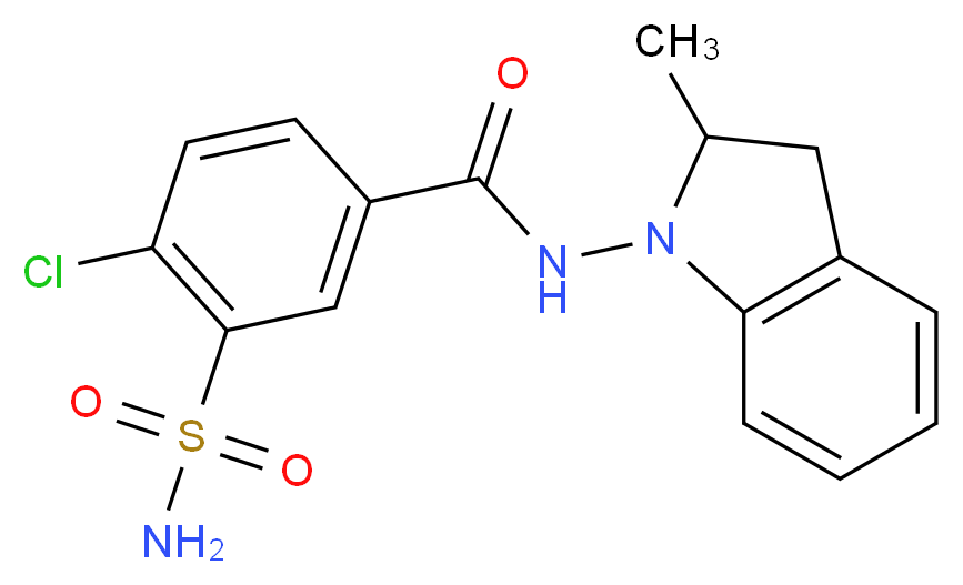 4-chloro-N-(2-methyl-2,3-dihydro-1H-indol-1-yl)-3-sulfamoylbenzamide_分子结构_CAS_26807-65-8