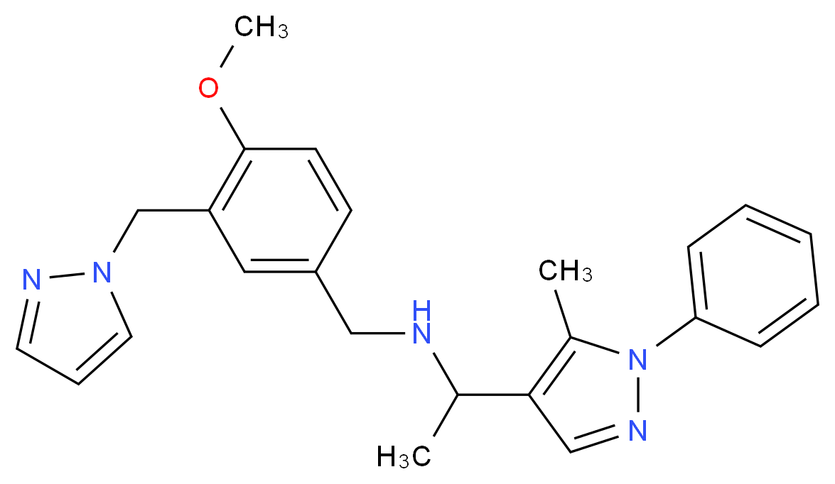 N-[4-methoxy-3-(1H-pyrazol-1-ylmethyl)benzyl]-1-(5-methyl-1-phenyl-1H-pyrazol-4-yl)ethanamine_分子结构_CAS_)