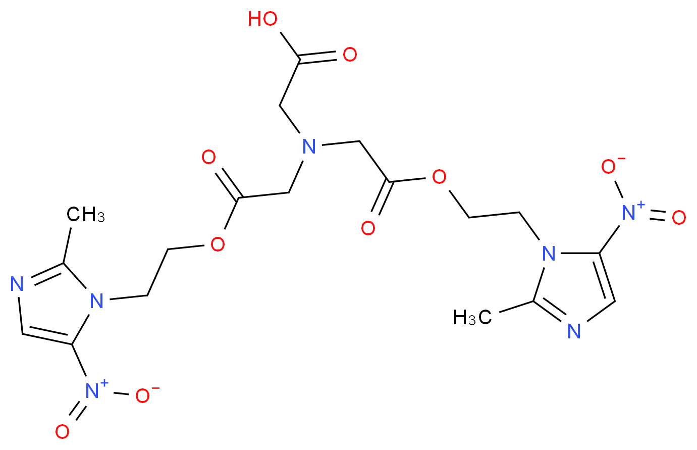 2-(Bis(2-(2-(2-methyl-5-nitro-1H-imidazol-1-yl)ethoxy)-2-oxoethyl)amino)acetic acid_分子结构_CAS_298688-51-4)