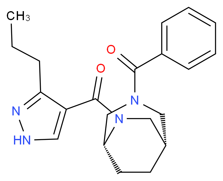 (1S*,5R*)-3-benzoyl-6-[(3-propyl-1H-pyrazol-4-yl)carbonyl]-3,6-diazabicyclo[3.2.2]nonane_分子结构_CAS_)