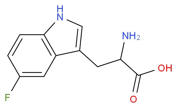 2-amino-3-(5-fluoro-1H-indol-3-yl)propanoic acid_分子结构_CAS_154-08-5