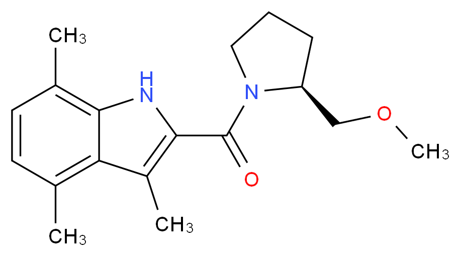2-{[(2S)-2-(methoxymethyl)-1-pyrrolidinyl]carbonyl}-3,4,7-trimethyl-1H-indole_分子结构_CAS_)