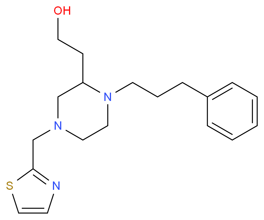 2-[1-(3-phenylpropyl)-4-(1,3-thiazol-2-ylmethyl)-2-piperazinyl]ethanol_分子结构_CAS_)