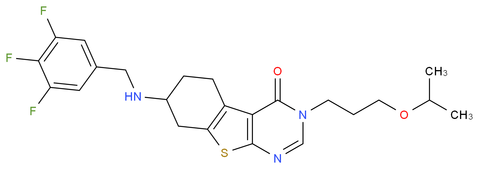 3-(3-isopropoxypropyl)-7-[(3,4,5-trifluorobenzyl)amino]-5,6,7,8-tetrahydro[1]benzothieno[2,3-d]pyrimidin-4(3H)-one_分子结构_CAS_)