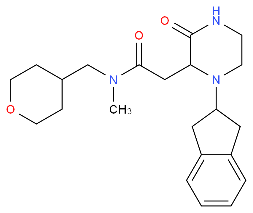 2-[1-(2,3-dihydro-1H-inden-2-yl)-3-oxo-2-piperazinyl]-N-methyl-N-(tetrahydro-2H-pyran-4-ylmethyl)acetamide_分子结构_CAS_)