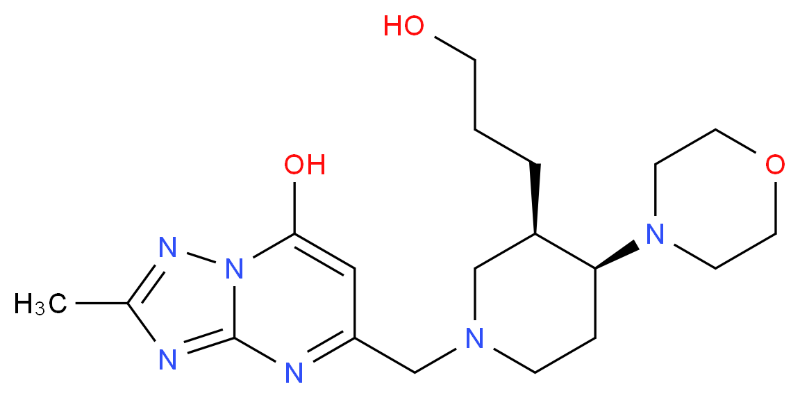 5-{[(3R*,4S*)-3-(3-hydroxypropyl)-4-morpholin-4-ylpiperidin-1-yl]methyl}-2-methyl[1,2,4]triazolo[1,5-a]pyrimidin-7-ol_分子结构_CAS_)