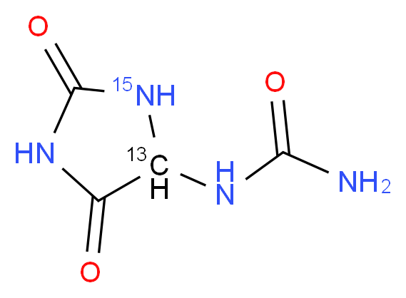 [2,5-dioxo(4-<sup>1</sup><sup>3</sup>C,3-<sup>1</sup><sup>5</sup>N)imidazolidin-4-yl]urea_分子结构_CAS_285978-19-0