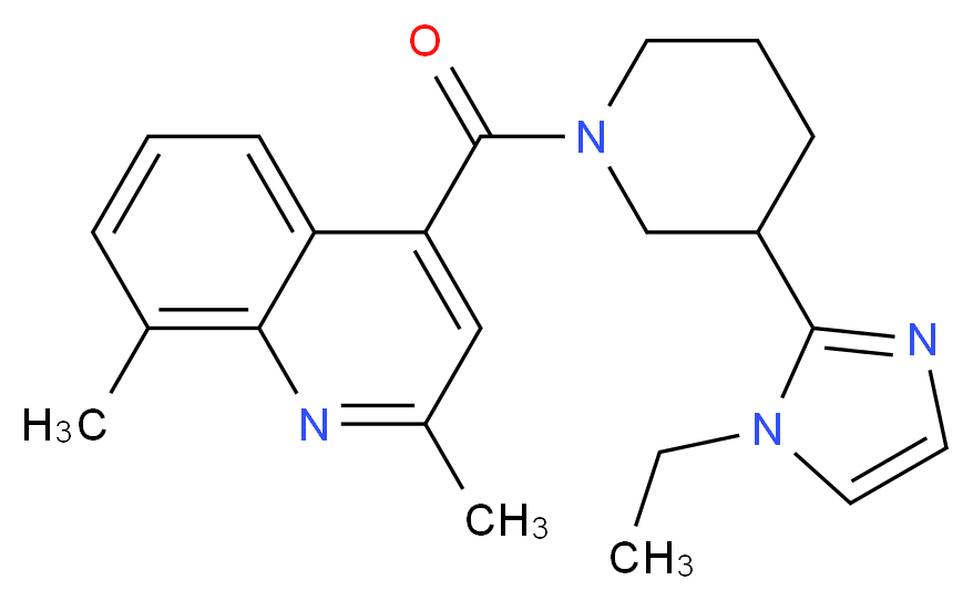 4-{[3-(1-ethyl-1H-imidazol-2-yl)-1-piperidinyl]carbonyl}-2,8-dimethylquinoline_分子结构_CAS_)