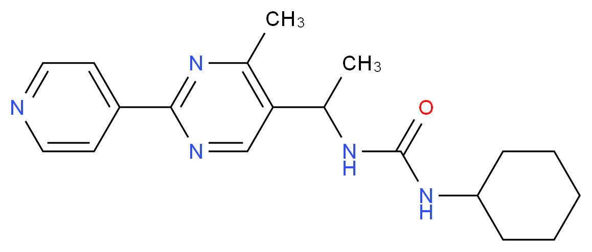 N-cyclohexyl-N'-{1-[4-methyl-2-(4-pyridinyl)-5-pyrimidinyl]ethyl}urea_分子结构_CAS_)