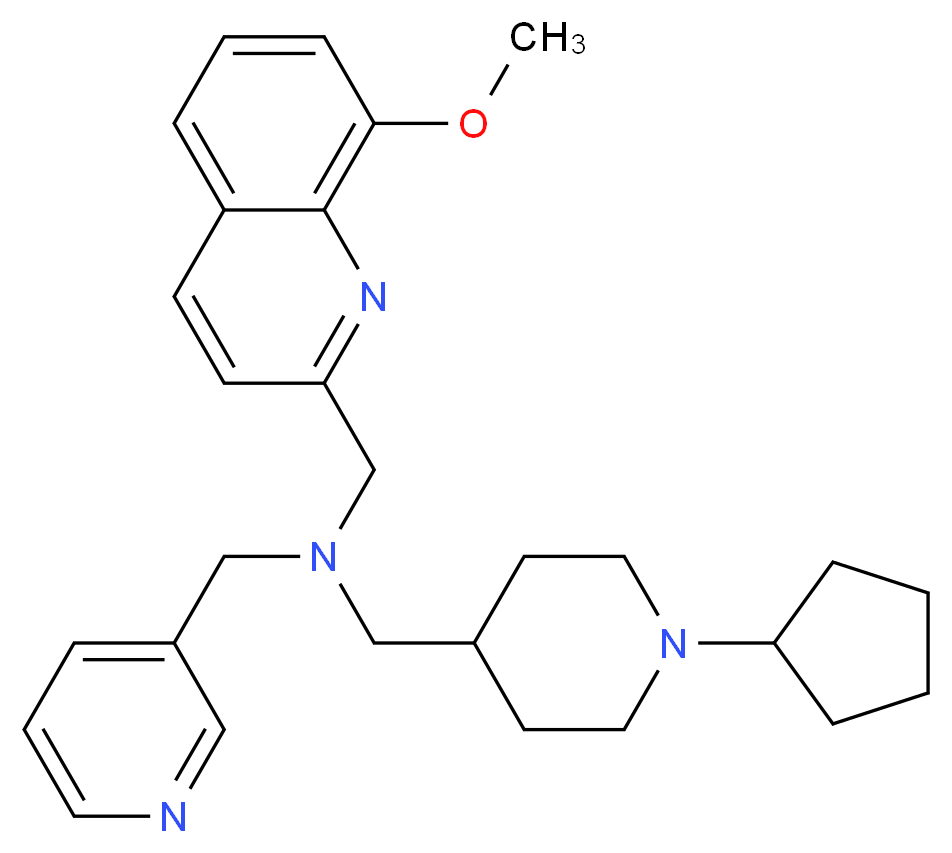1-(1-cyclopentyl-4-piperidinyl)-N-[(8-methoxy-2-quinolinyl)methyl]-N-(3-pyridinylmethyl)methanamine_分子结构_CAS_)