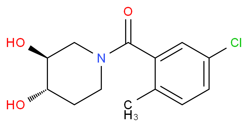 (3S*,4S*)-1-(5-chloro-2-methylbenzoyl)piperidine-3,4-diol_分子结构_CAS_)