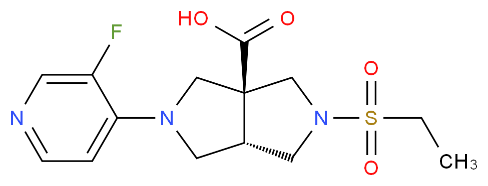 (3aS*,6aS*)-2-(ethylsulfonyl)-5-(3-fluoro-4-pyridinyl)hexahydropyrrolo[3,4-c]pyrrole-3a(1H)-carboxylic acid_分子结构_CAS_)