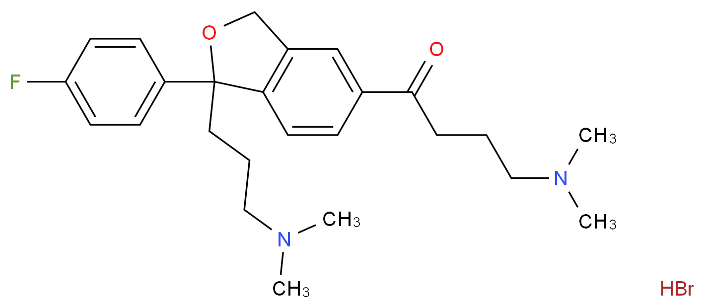 4-(dimethylamino)-1-{1-[3-(dimethylamino)propyl]-1-(4-fluorophenyl)-1,3-dihydro-2-benzofuran-5-yl}butan-1-one hydrobromide_分子结构_CAS_1329745-98-3