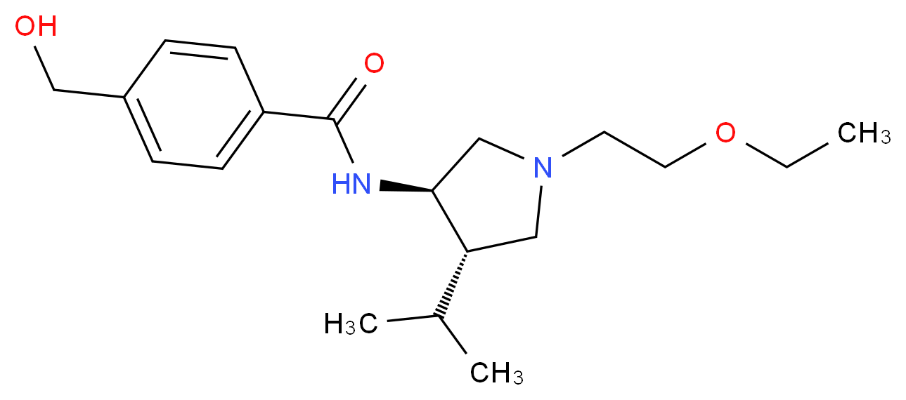 N-[(3R*,4S*)-1-(2-ethoxyethyl)-4-isopropyl-3-pyrrolidinyl]-4-(hydroxymethyl)benzamide_分子结构_CAS_)