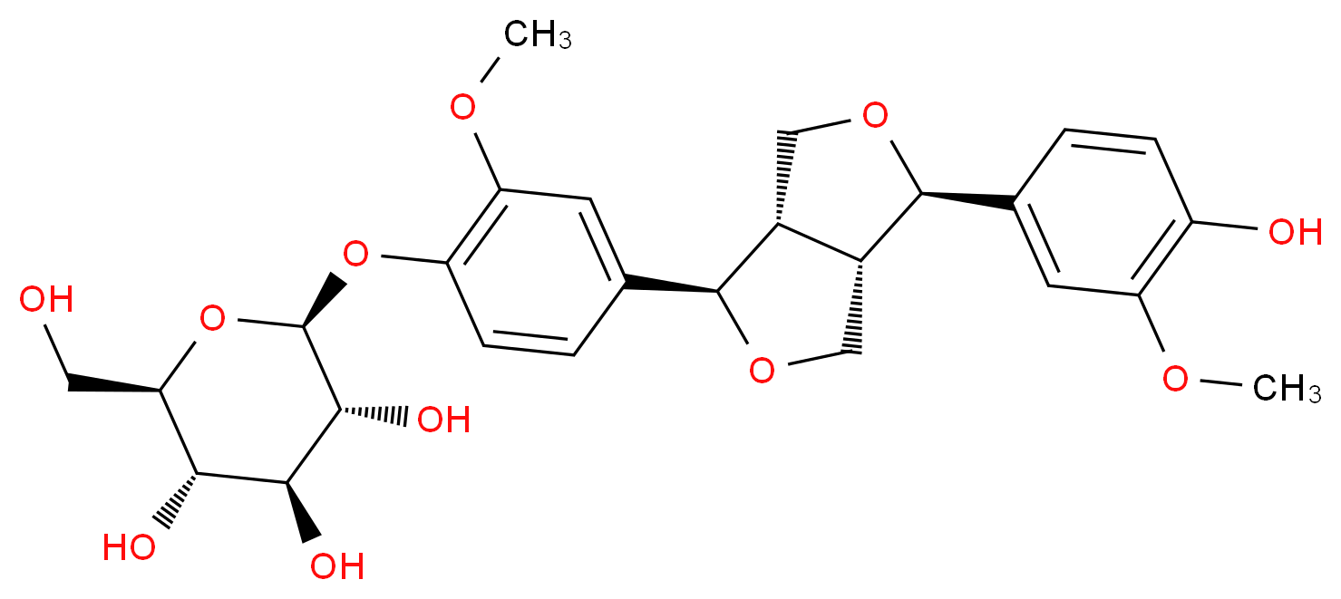 (-)-Pinoresinol 4-O-glucoside_分子结构_CAS_41607-20-9)