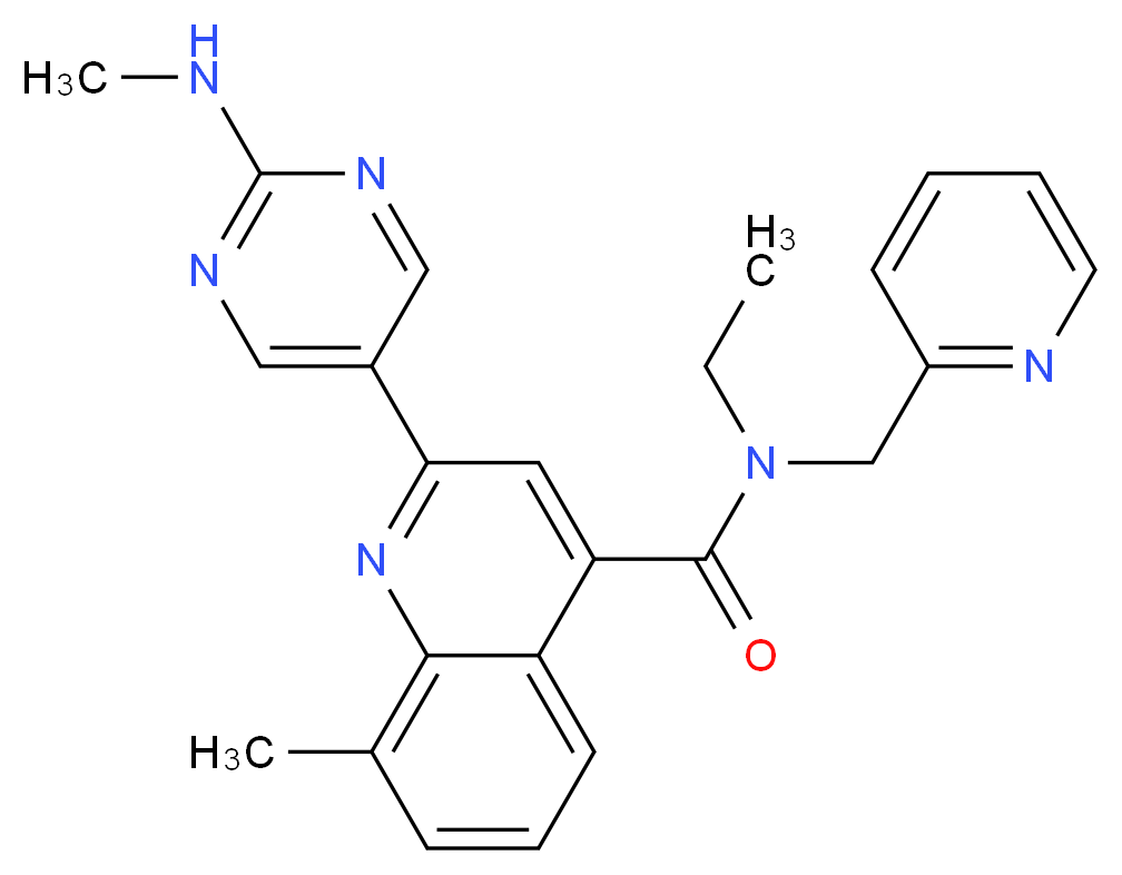 N-ethyl-8-methyl-2-[2-(methylamino)pyrimidin-5-yl]-N-(pyridin-2-ylmethyl)quinoline-4-carboxamide_分子结构_CAS_)