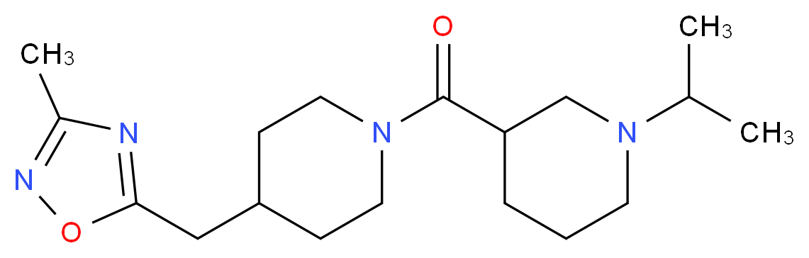 1-isopropyl-3-({4-[(3-methyl-1,2,4-oxadiazol-5-yl)methyl]-1-piperidinyl}carbonyl)piperidine_分子结构_CAS_)