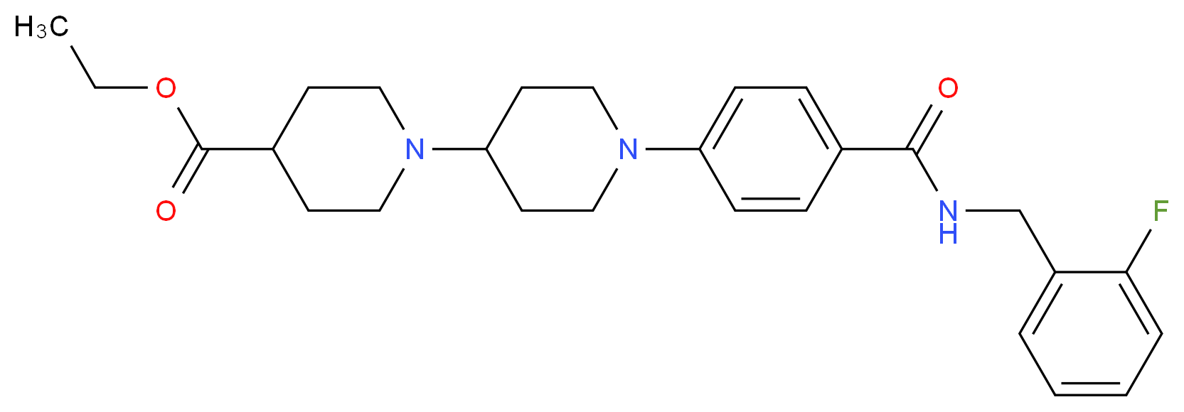 ethyl 1'-(4-{[(2-fluorobenzyl)amino]carbonyl}phenyl)-1,4'-bipiperidine-4-carboxylate_分子结构_CAS_)