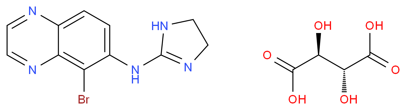 (2R,3S)-2,3-dihydroxybutanedioic acid; 5-bromo-N-(4,5-dihydro-1H-imidazol-2-yl)quinoxalin-6-amine_分子结构_CAS_70359-46-5