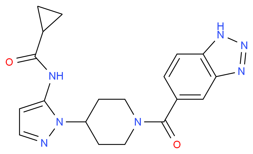 N-{1-[1-(1H-1,2,3-benzotriazol-5-ylcarbonyl)piperidin-4-yl]-1H-pyrazol-5-yl}cyclopropanecarboxamide_分子结构_CAS_)