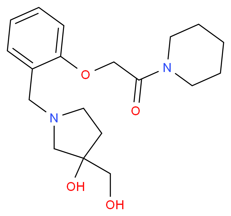 3-(hydroxymethyl)-1-[2-(2-oxo-2-piperidin-1-ylethoxy)benzyl]pyrrolidin-3-ol_分子结构_CAS_)