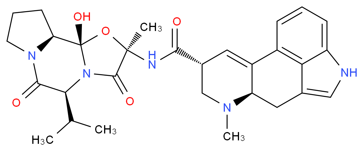(4R,7R)-N-[(1S,2S,4R,7S)-2-hydroxy-4-methyl-5,8-dioxo-7-(propan-2-yl)-3-oxa-6,9-diazatricyclo[7.3.0.0<sup>2</sup>,<sup>6</sup>]dodecan-4-yl]-6-methyl-6,11-diazatetracyclo[7.6.1.0<sup>2</sup>,<sup>7</sup>.0<sup>1</sup><sup>2</sup>,<sup>1</sup><sup>6</sup>]hexadeca-1(16),2,9,12,14-pentaene-4-carboxamide_分子结构_CAS_2873-38-3