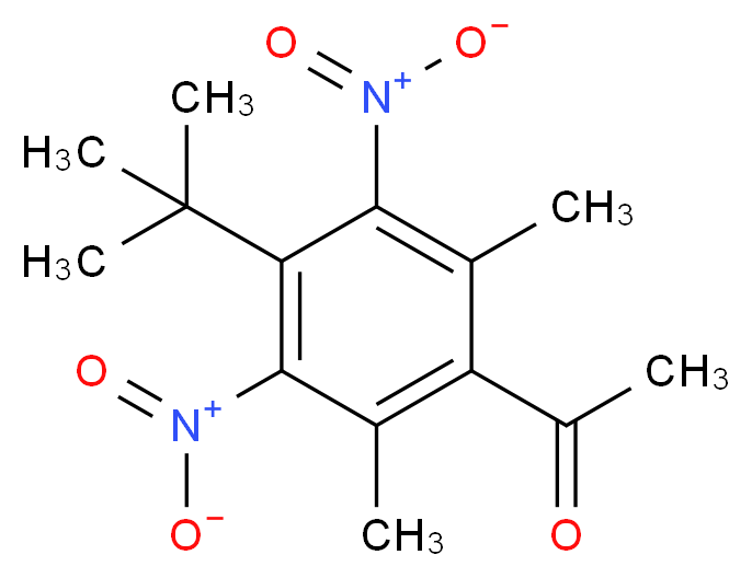 1-[4-(tert-butyl)-2,6-dimethyl-3,5-dinitrophenyl]ethan-1-one_分子结构_CAS_81-14-1)
