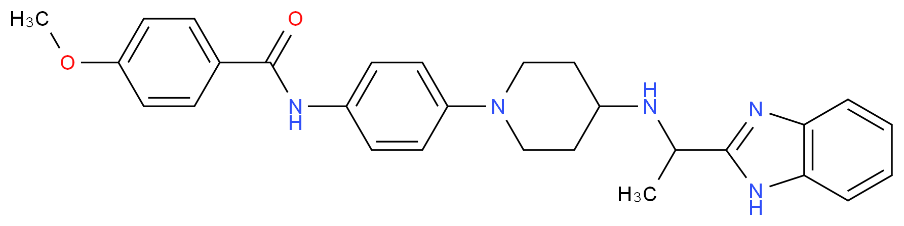N-[4-(4-{[1-(1H-benzimidazol-2-yl)ethyl]amino}-1-piperidinyl)phenyl]-4-methoxybenzamide_分子结构_CAS_)