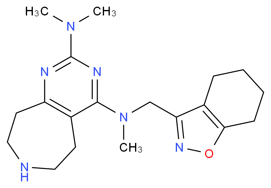 N~2~,N~2~,N~4~-trimethyl-N~4~-(4,5,6,7-tetrahydro-1,2-benzisoxazol-3-ylmethyl)-6,7,8,9-tetrahydro-5H-pyrimido[4,5-d]azepine-2,4-diamine_分子结构_CAS_)
