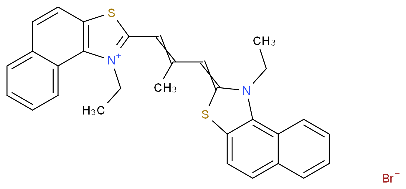 1-ethyl-2-[2-({1-ethyl-1H,2H-naphtho[1,2-d][1,3]thiazol-2-ylidene}methyl)prop-1-en-1-yl]naphtho[1,2-d][1,3]thiazol-1-ium bromide_分子结构_CAS_7423-31-6