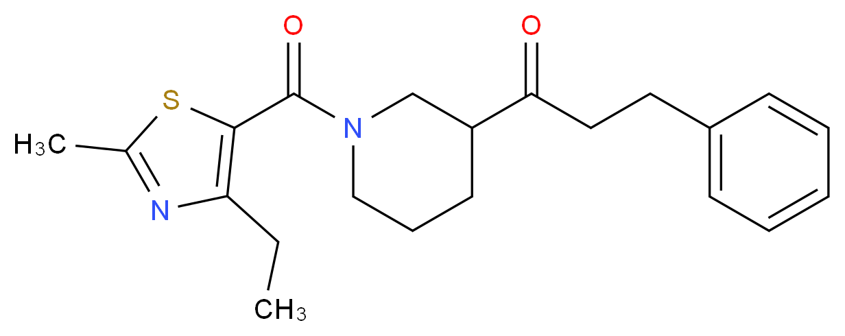 1-{1-[(4-ethyl-2-methyl-1,3-thiazol-5-yl)carbonyl]-3-piperidinyl}-3-phenyl-1-propanone_分子结构_CAS_)