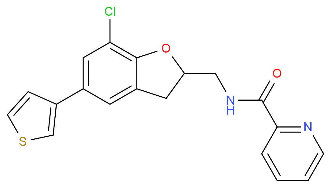 N-{[7-chloro-5-(3-thienyl)-2,3-dihydro-1-benzofuran-2-yl]methyl}-2-pyridinecarboxamide_分子结构_CAS_)