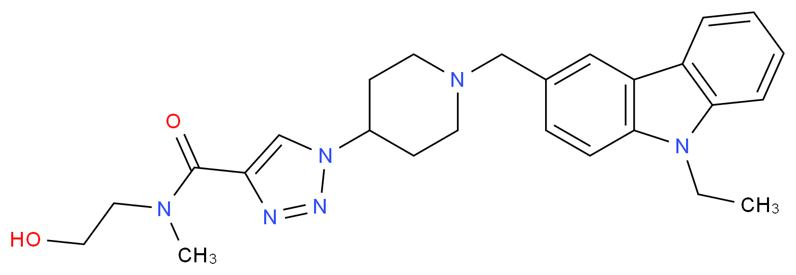1-{1-[(9-ethyl-9H-carbazol-3-yl)methyl]-4-piperidinyl}-N-(2-hydroxyethyl)-N-methyl-1H-1,2,3-triazole-4-carboxamide_分子结构_CAS_)