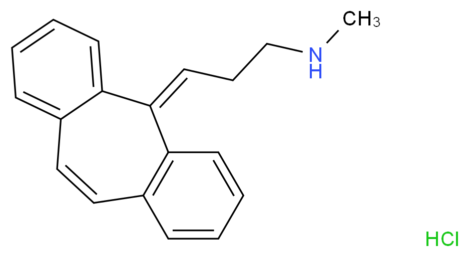 methyl({3-[(2Z)-tricyclo[9.4.0.0<sup>3</sup>,<sup>8</sup>]pentadeca-1(11),3(8),4,6,9,12,14-heptaen-2-ylidene]propyl})amine hydrochloride_分子结构_CAS_438-59-5