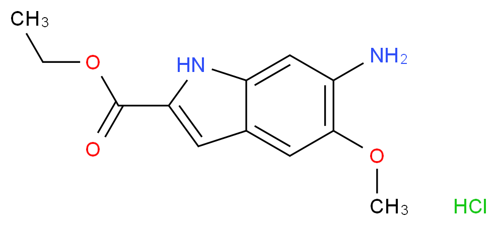 ethyl 6-amino-5-methoxy-1H-indole-2-carboxylate hydrochloride_分子结构_CAS_1189986-62-6