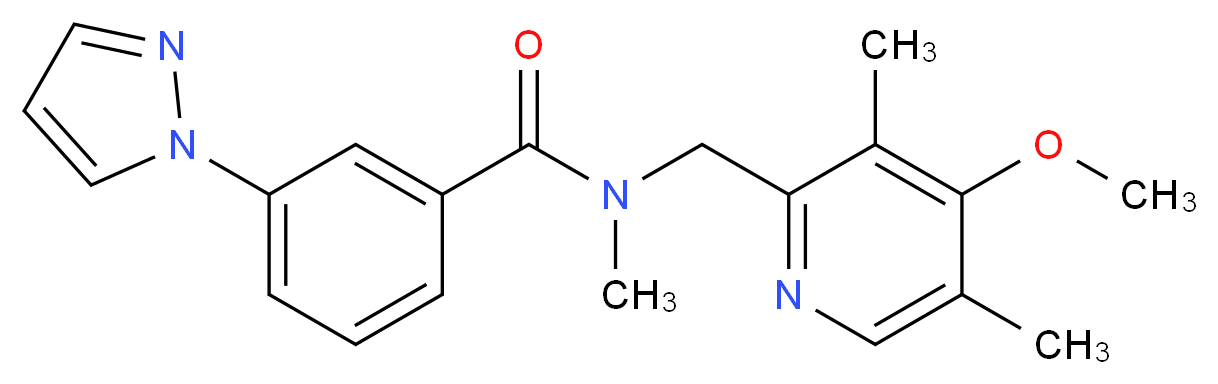 N-[(4-methoxy-3,5-dimethyl-2-pyridinyl)methyl]-N-methyl-3-(1H-pyrazol-1-yl)benzamide_分子结构_CAS_)